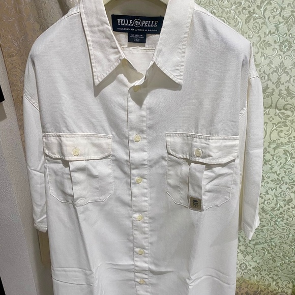 Pelle Pelle 90’s Vintage Denim Friendly Short Sleeve Shirt Sz L - Picture 1 of 14